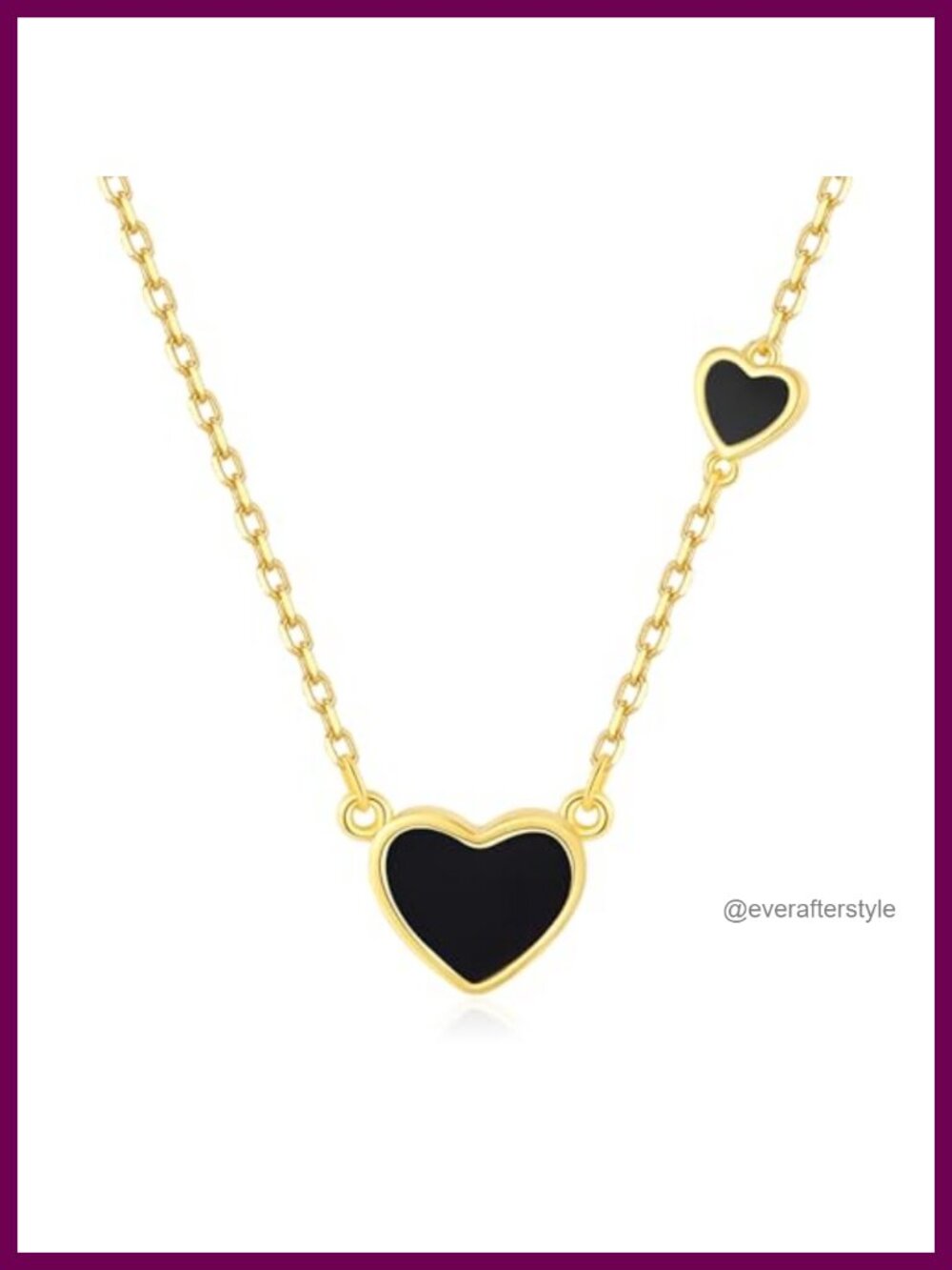 925 Sterling Silver & 14K Gold Plated Double Heart Pendant Necklace, Adjustable